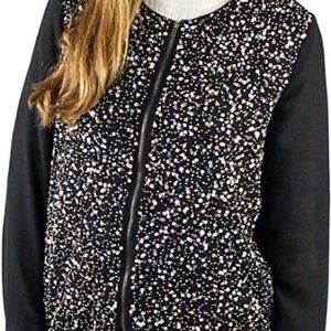 HAZEL black multicolored sequin bomber jacket size L